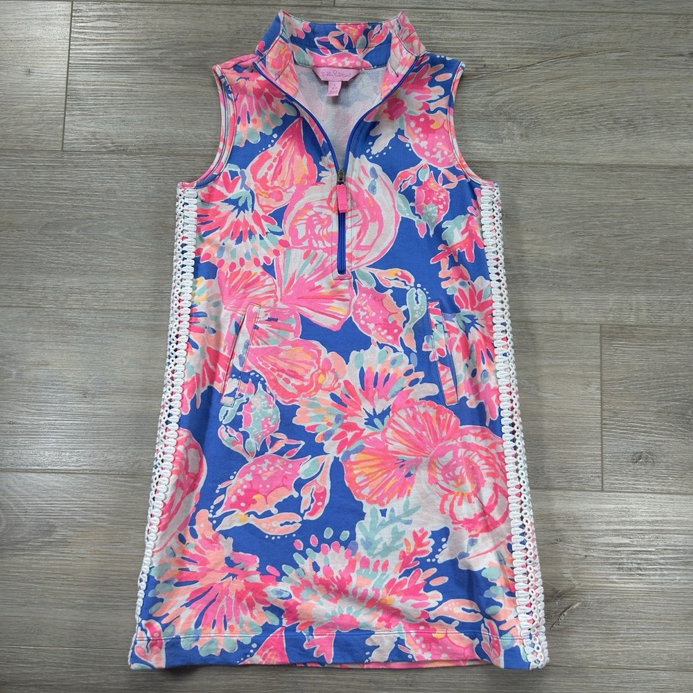 Lilly Pulitzer Girls Large (8-10) Sleeveless Shift Dress Bennet Blue Bay Dreamin